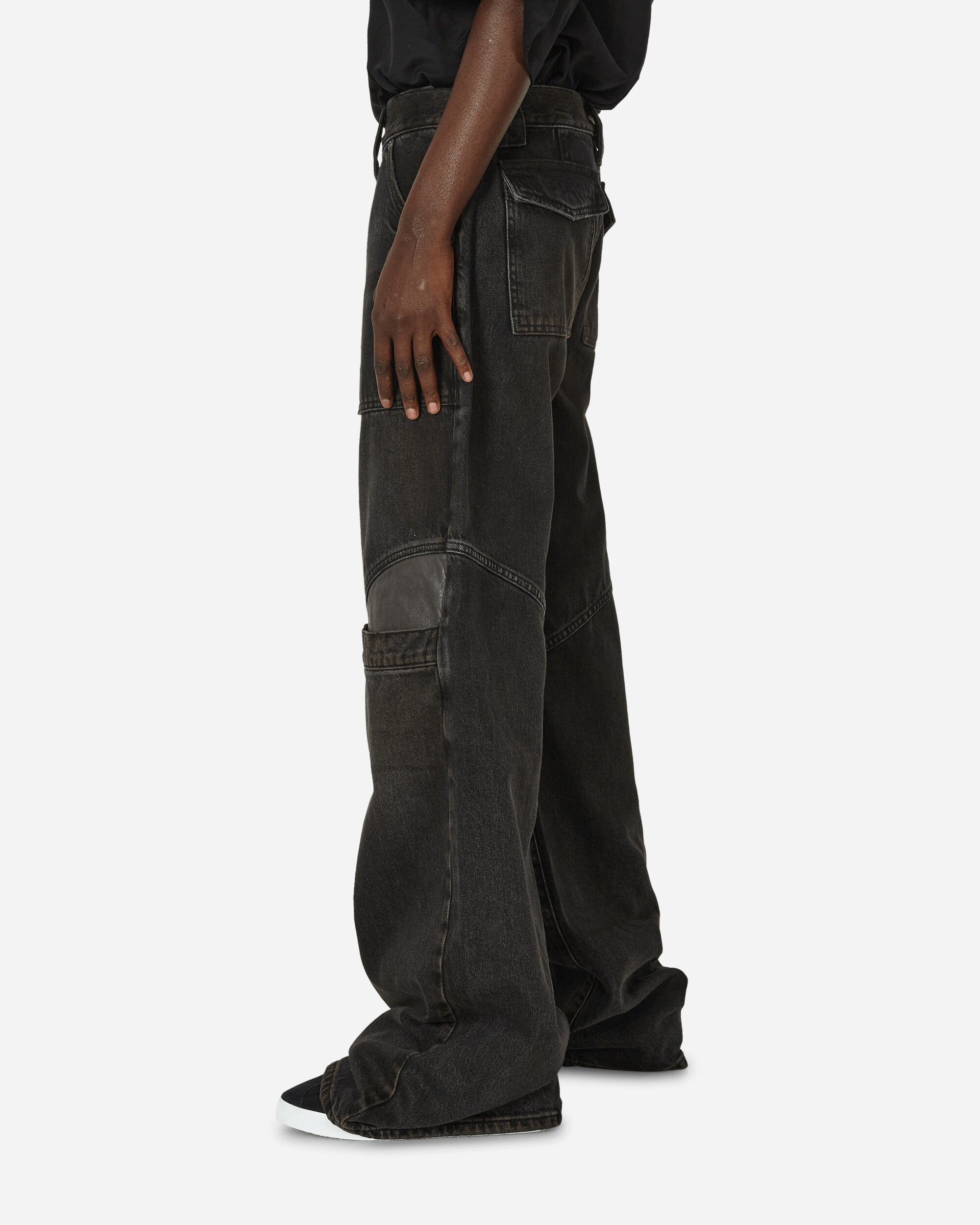 Guess USA Gusa Lowrise Wide Leg Denim Gusa Stained Black M Pants Trousers W3BU32D57F0 FJ0B