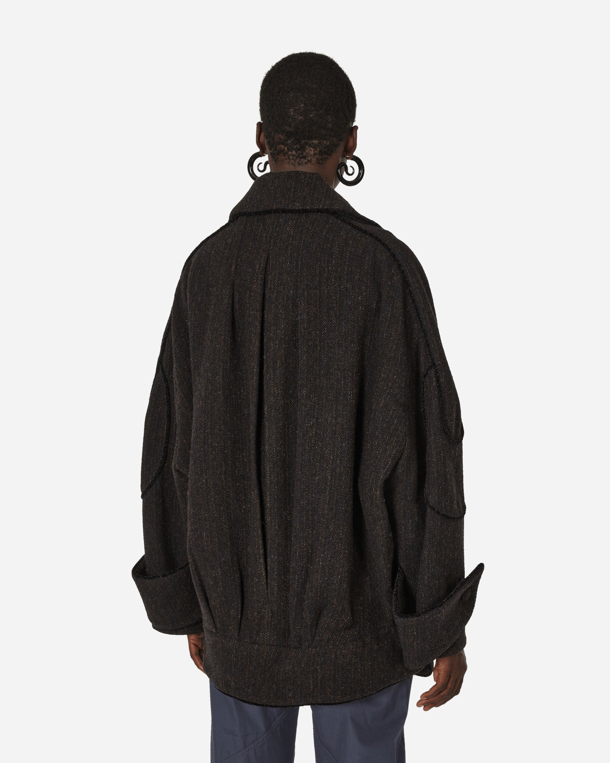 Kiko Kostadinov Wmns Armoured Trim Coat Herringbone Brown Coats and Jackets Jackets KKWAW23J01-12 001