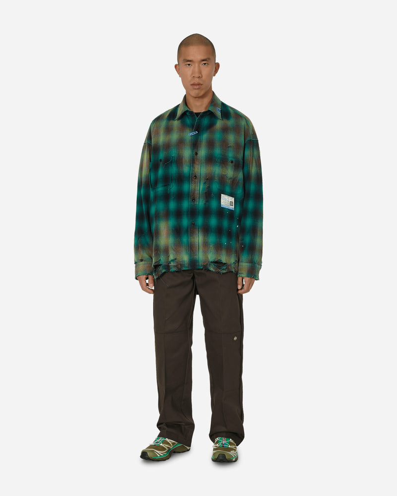 Vintage-Like Check Shirt Green