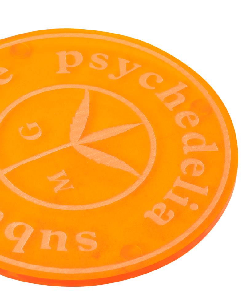 Mr Green Suburbanize Psychedelia Coaster Set 4 Translucent Orange Homeware Design Items MGSUBURBCOASTER 001