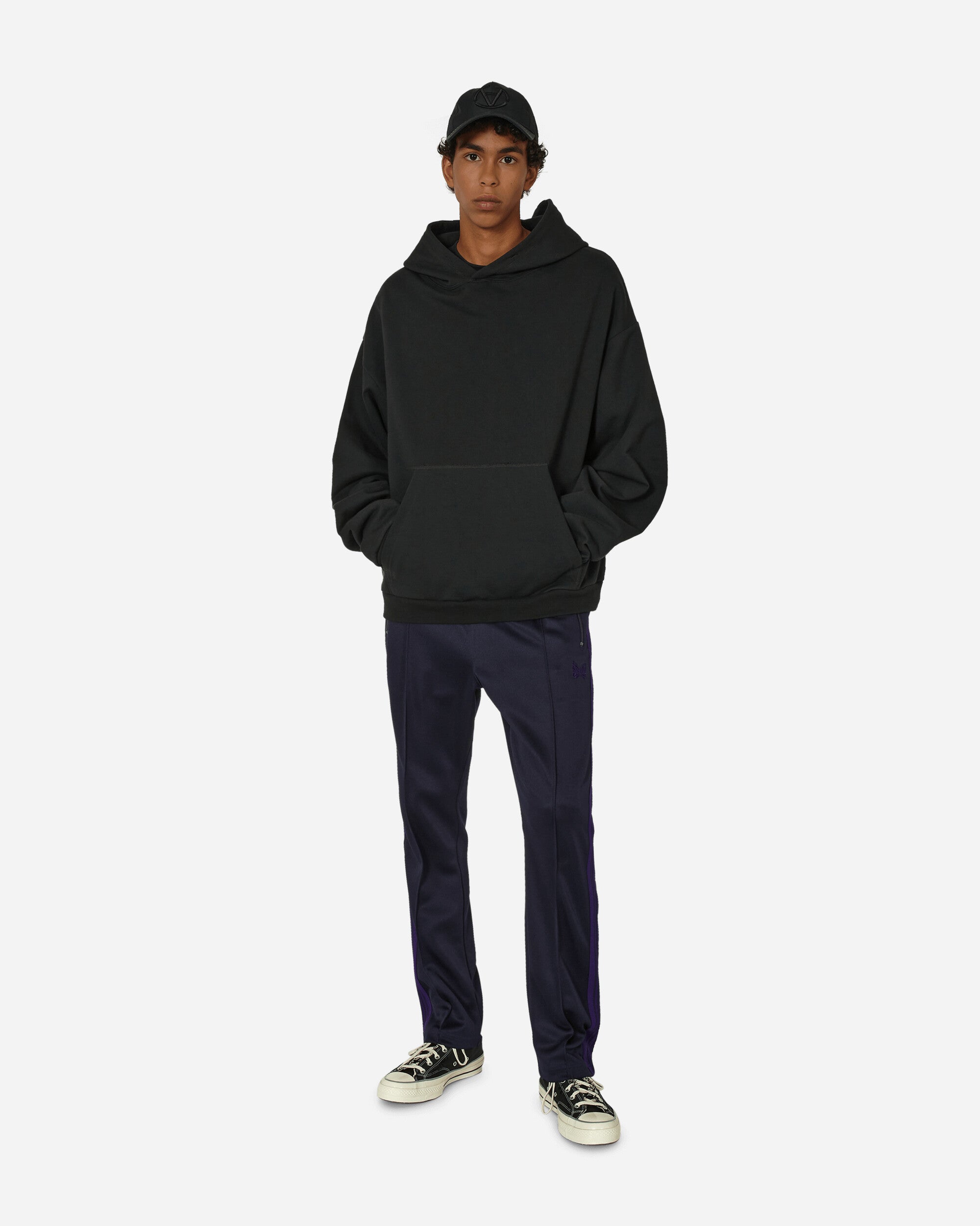 Needles Narrow Track Pant - Poly Smooth Navy Pants Sweatpants NS247 C1