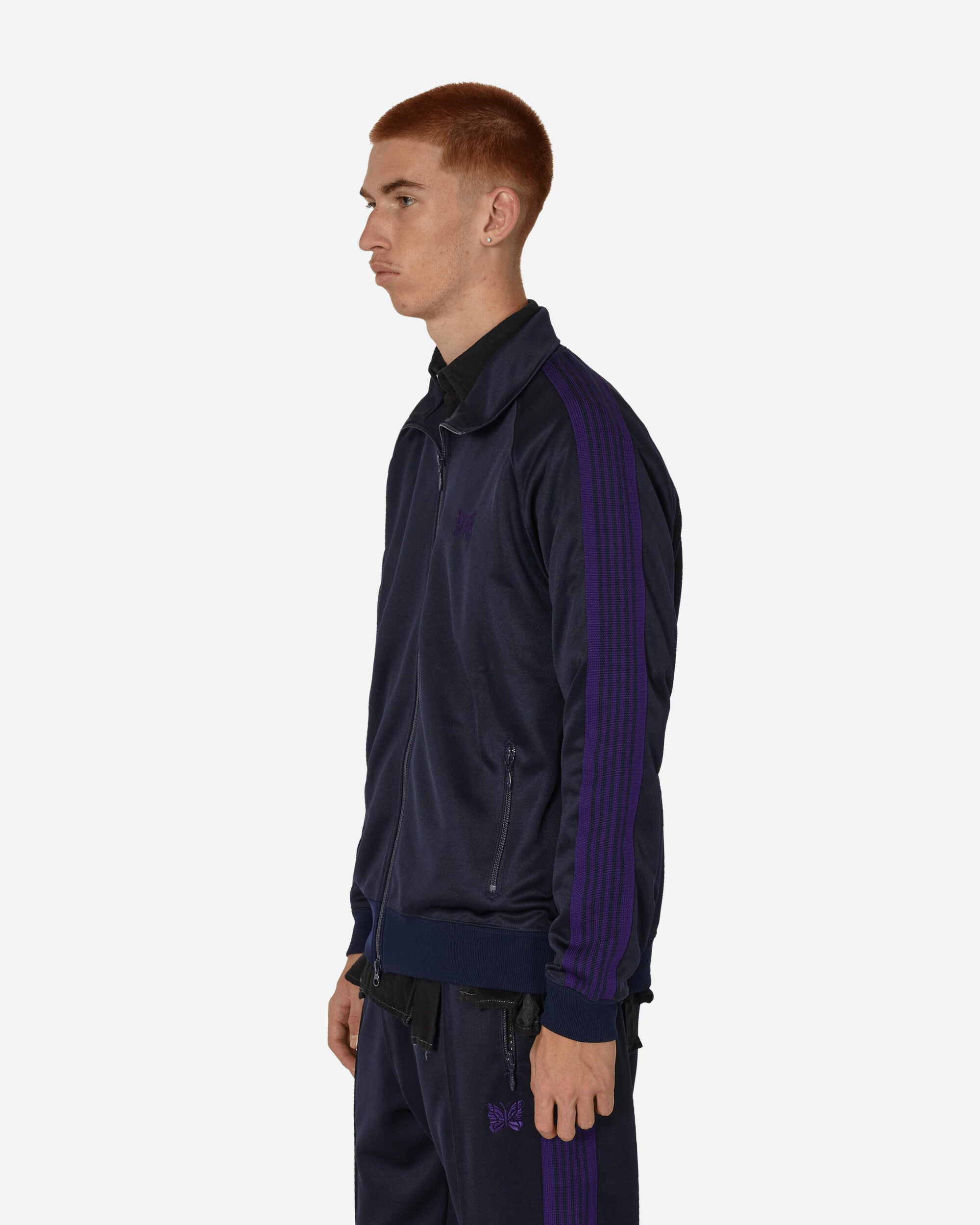 Needles Track Jacket - Poly Smooth Navy Sweatshirts Track Tops NS244 C1