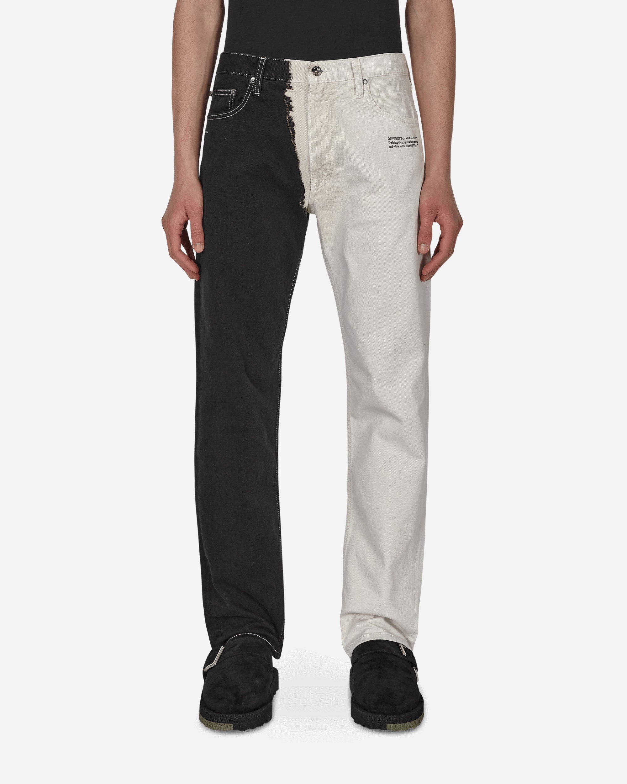 Off-White Corp Slim Straight Jeans Black White Bl Pants Denim OMYA124S22DEN002 0310