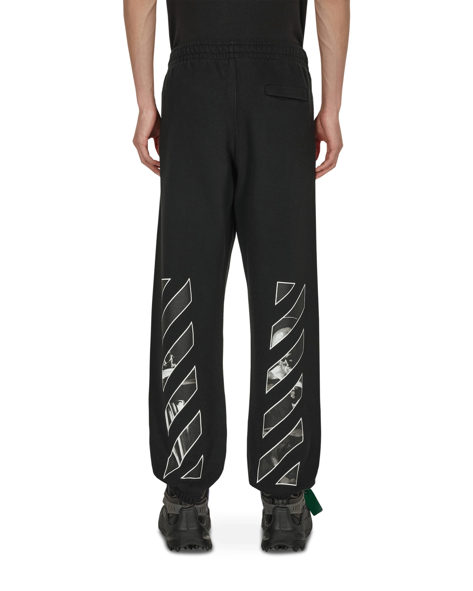 Off-White Caravag Diag Slim Sweatpant Black White Pants Sweatpants OMCH029C99FLE004 1001
