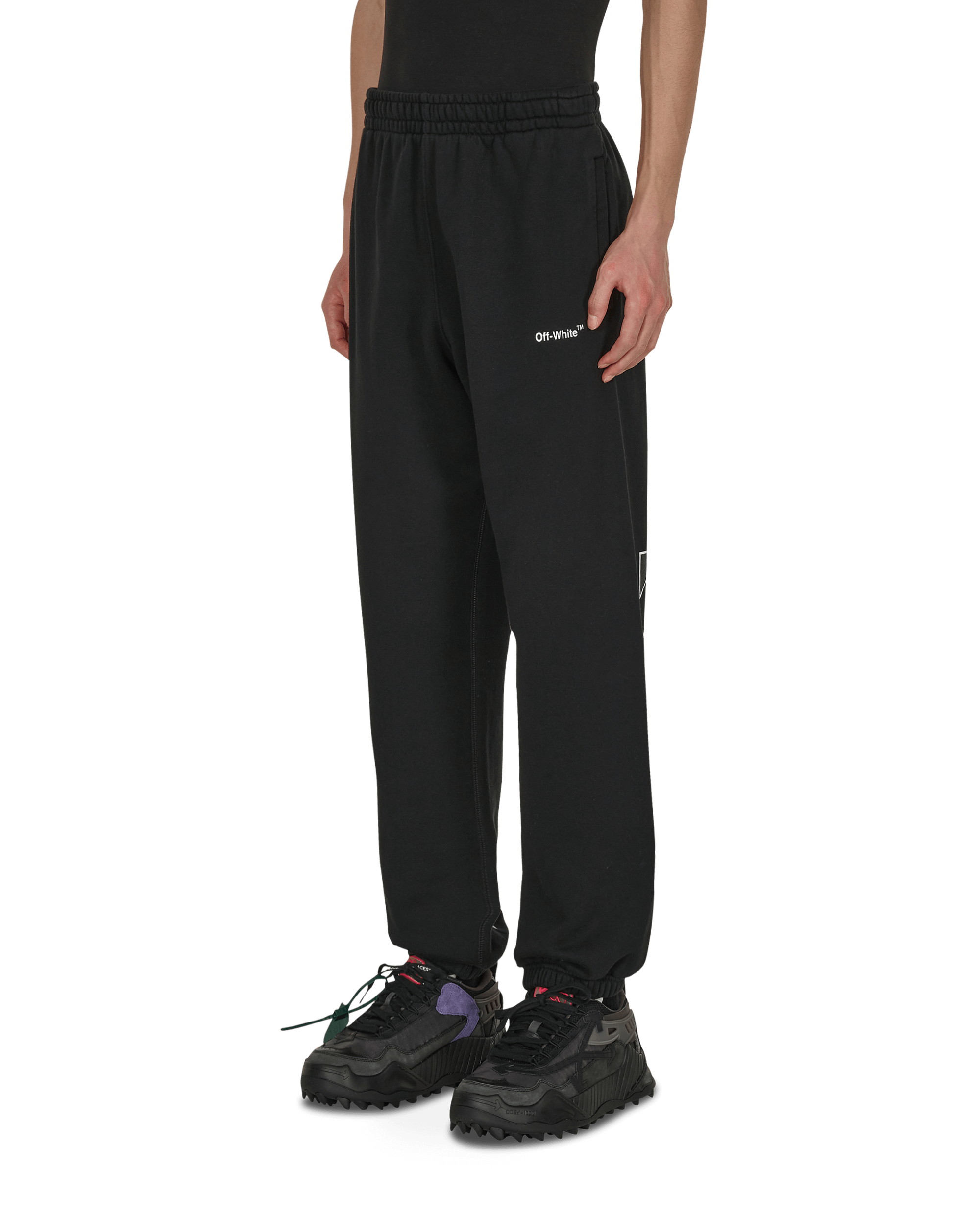 Off-White Caravag Diag Slim Sweatpant Black White Pants Sweatpants OMCH029C99FLE004 1001
