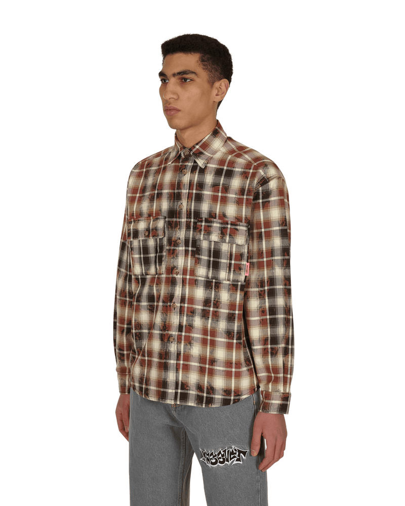 Paccbet Bleached Check Brown Shirts Longsleeve PACC8B005 1