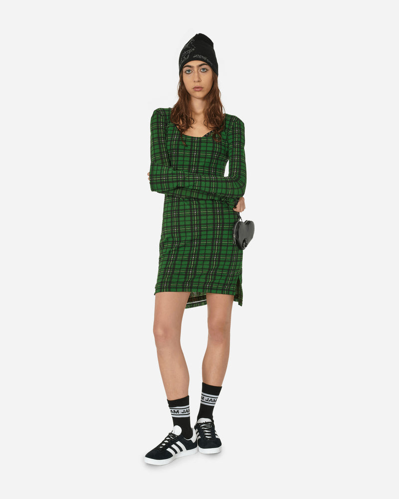 Tartan Long Sleeve Mini Dress Green