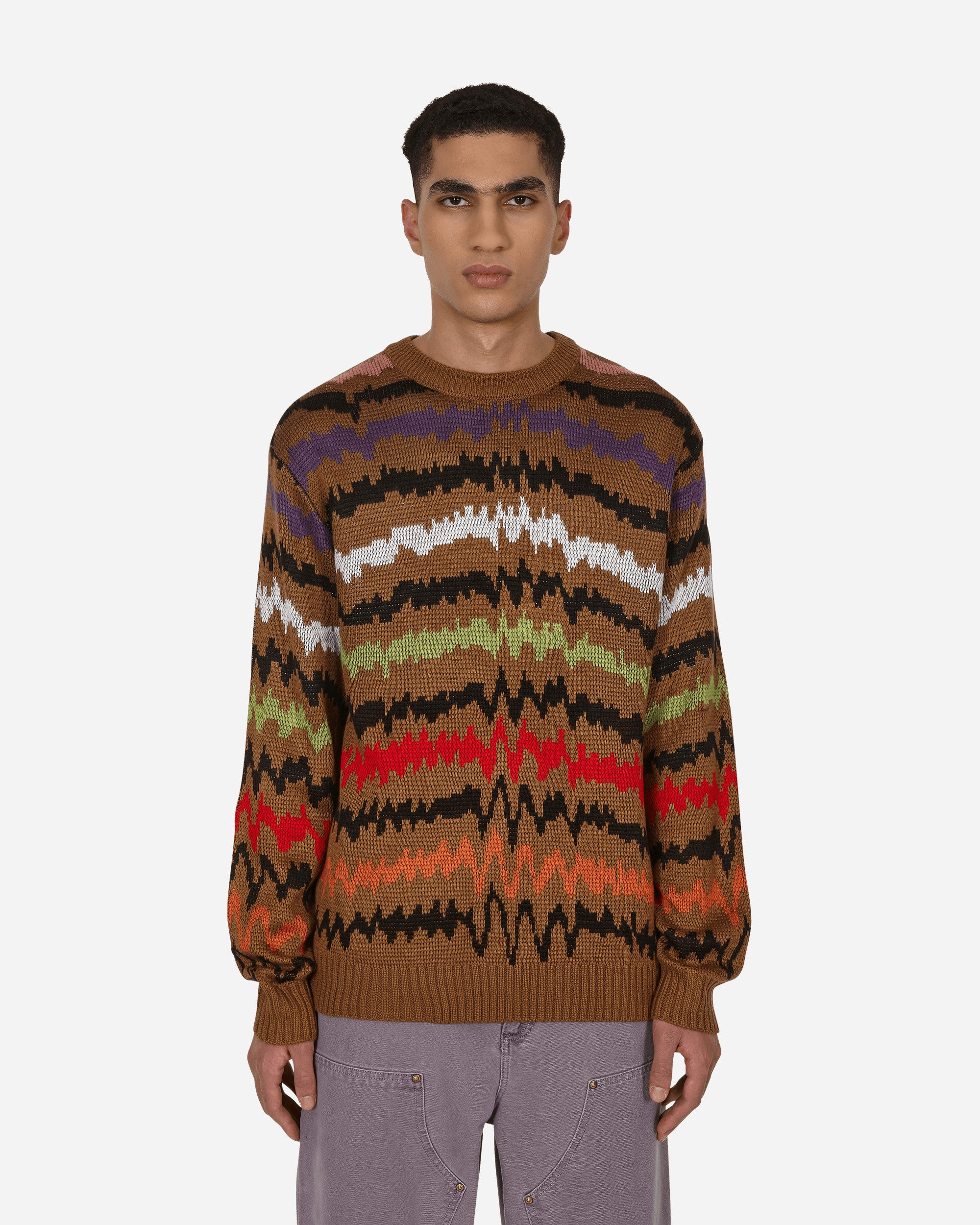 Waves Knitted Sweater Brown