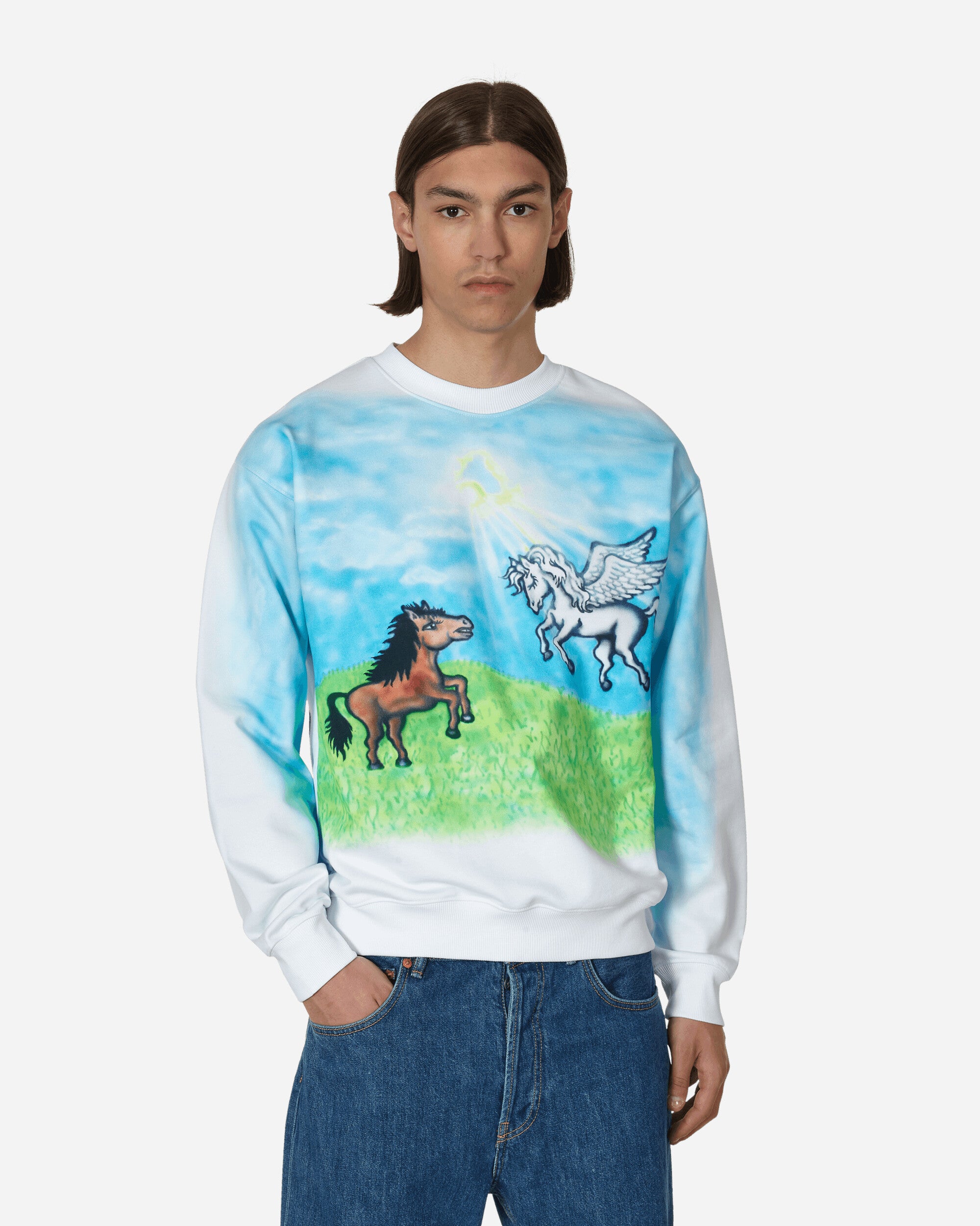 Sky High Farm Ally Bo Printed Sweatshirt White Sweatshirts Crewneck SHF03T027 1