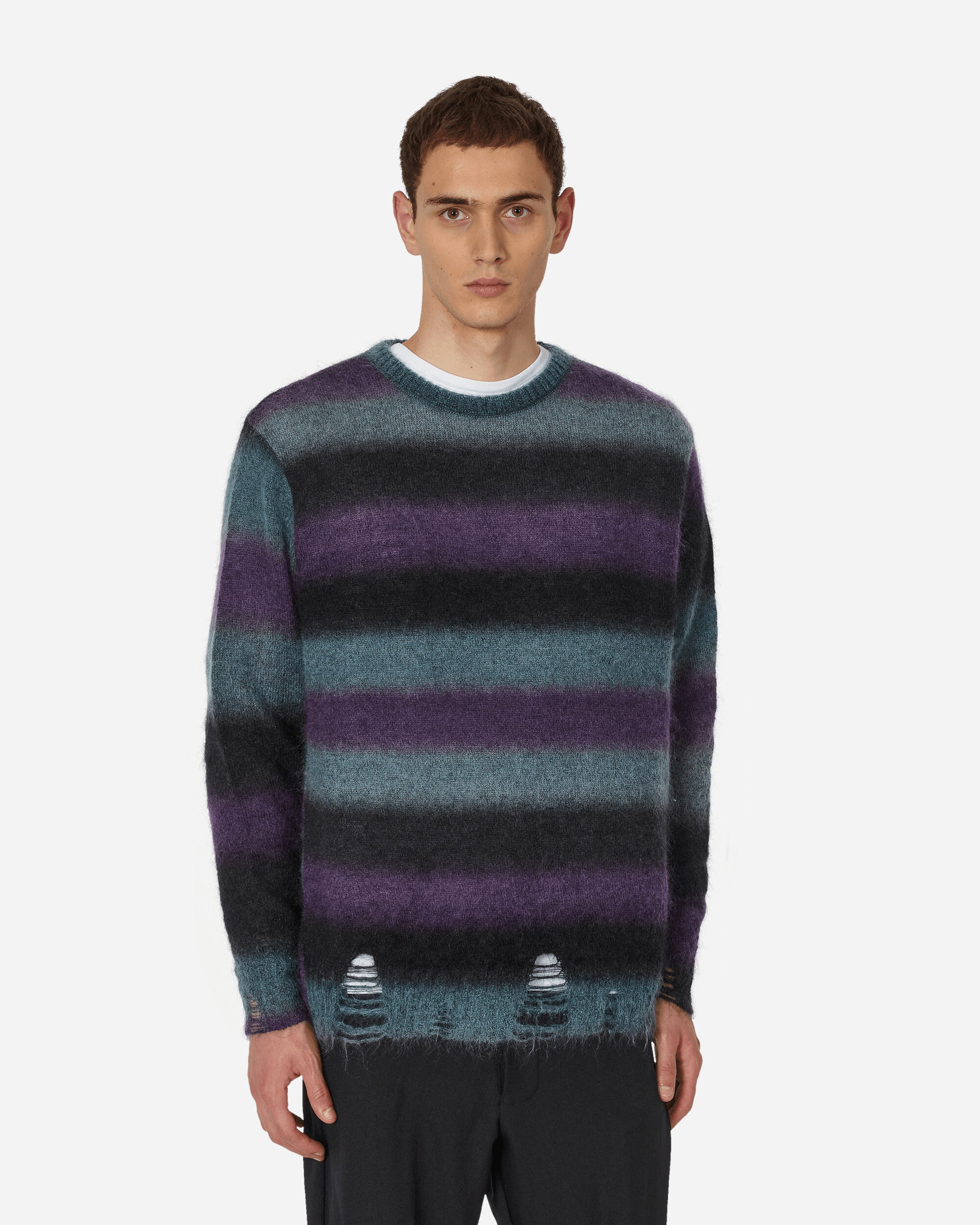 Striped Mohair Oversized Sweater Midnight