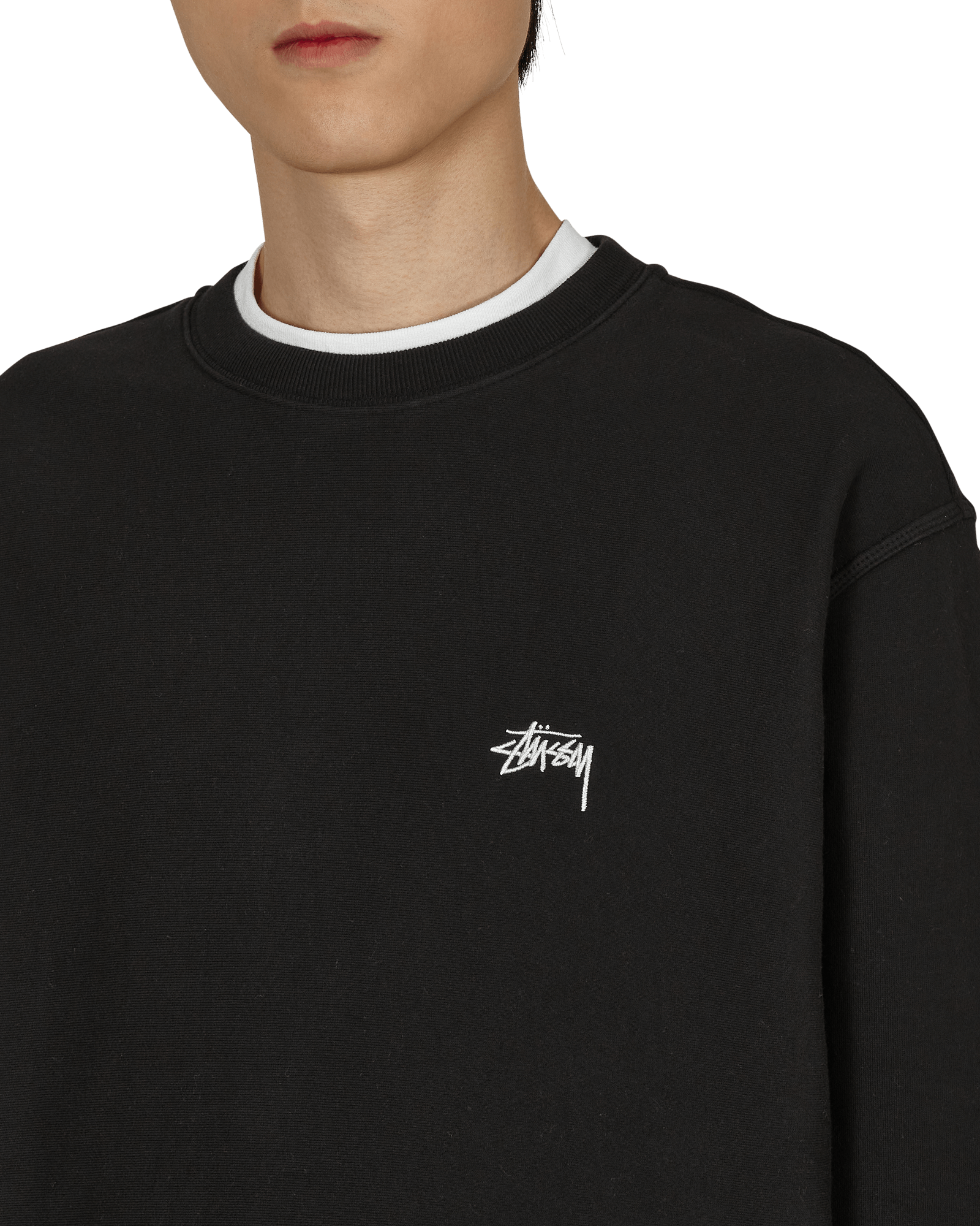Stussy Stock Logo Crew Black Sweatshirts Crewneck 118416ST BLAC