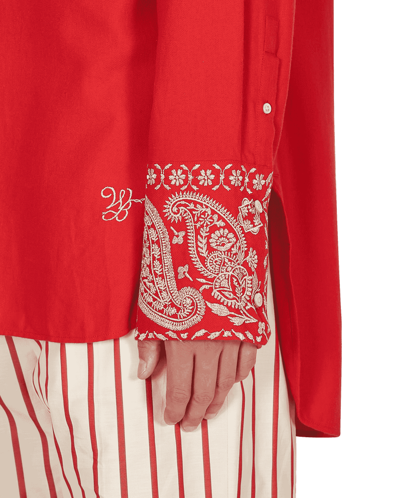 Wales Bonner Menelik Embroidered Scarlet Shirts Longsleeve UA21SH12-CO02 350