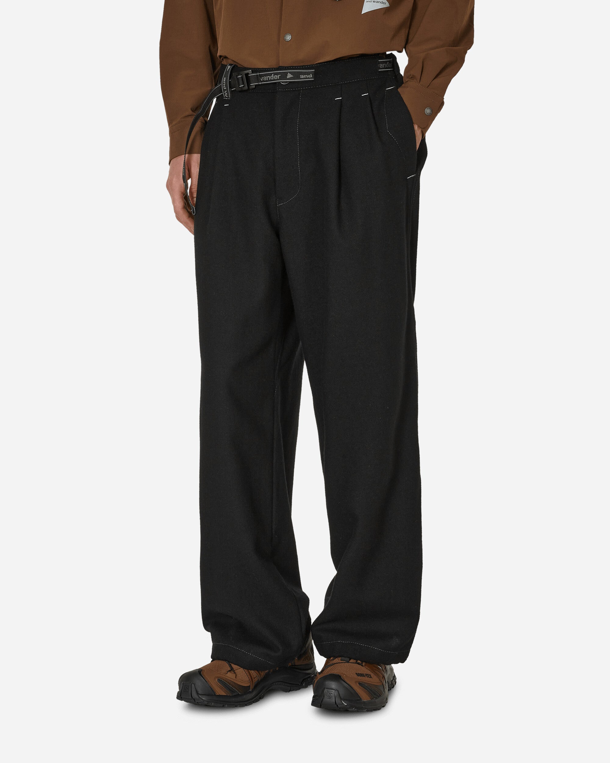 and wander Rewool Tweed Wide Pants Black Pants Trousers 5743282087 010