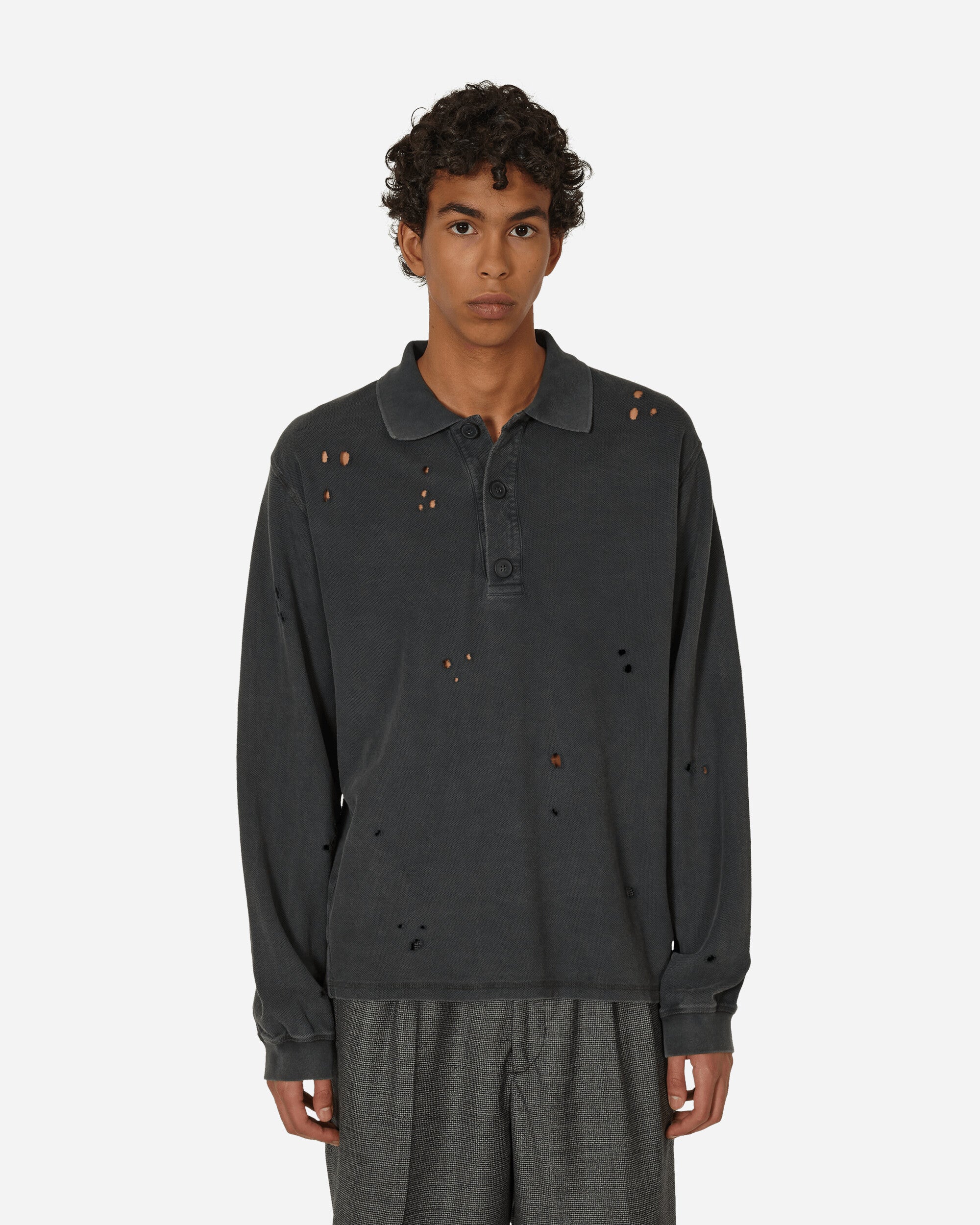 mfpen Destroyed Polo Sweater Black Sweatshirts Crewneck M323-09 1