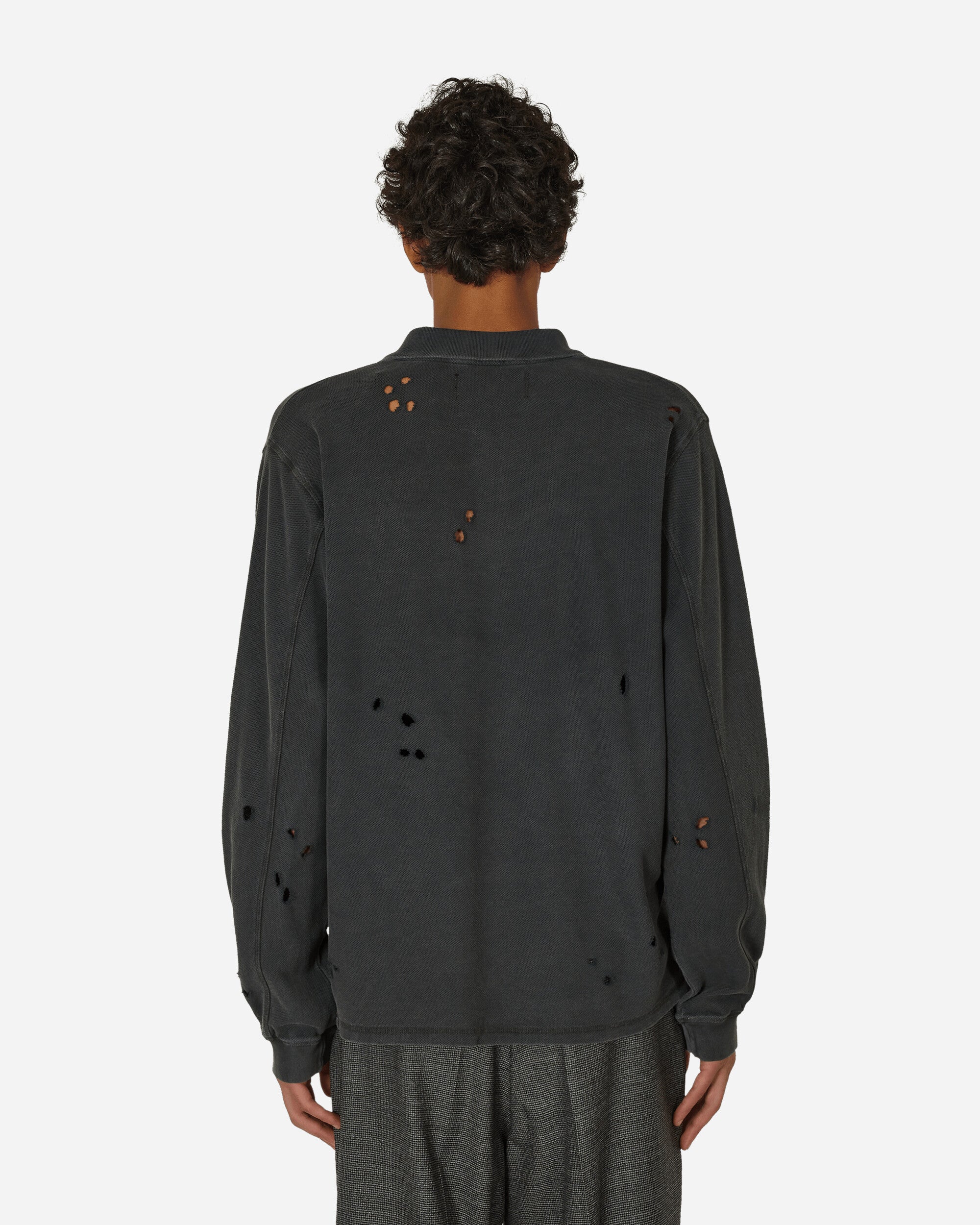 mfpen Destroyed Polo Sweater Black Sweatshirts Crewneck M323-09 1
