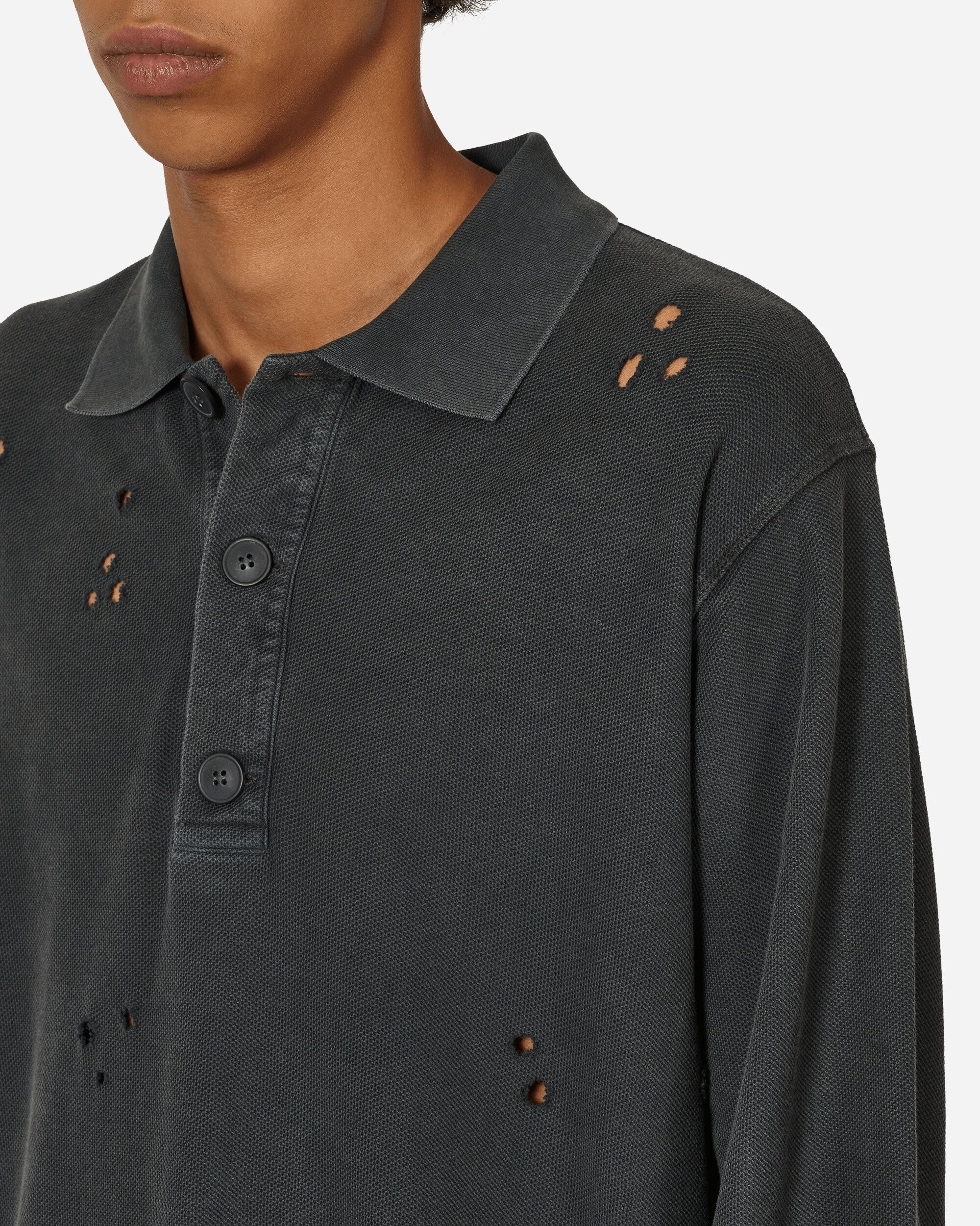 mfpen Destroyed Polo Sweater Black Sweatshirts Crewneck M323-09 1