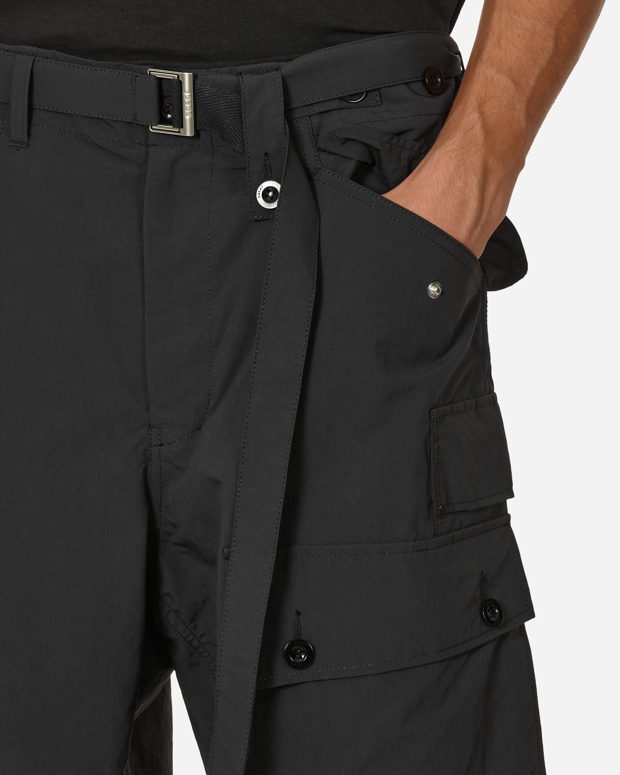 sacai Matte Taffeta Pants Black Pants Cargo 23-03142M 001