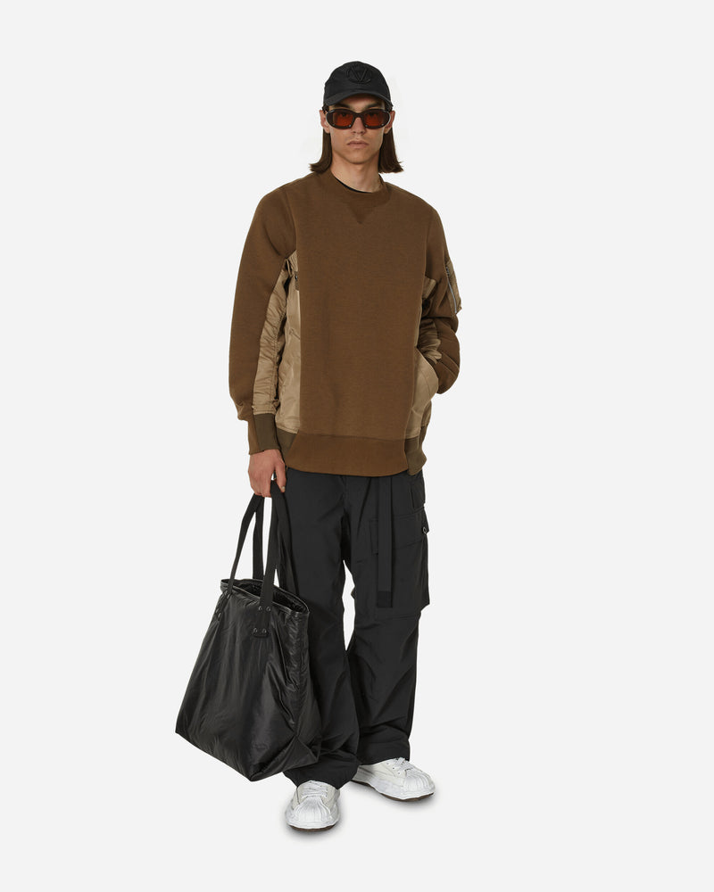 Sponge Sweat x Nylon Twill Crewneck Sweatshirt Dark Beige
